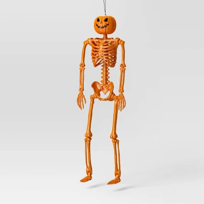 24" Poseable Pumpkin Head Skeleton Halloween Decorative Prop Orange - Hyde And EEK! Boutique™ 1 24" Poseable Pumpkin Head Skeleton Halloween Decorative Prop Orange - Hyde And EEK! Boutique™