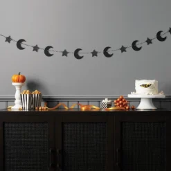 70" Simple Moons And Stars Icon Decorative Wall Garland Black - Hyde And EEK! Boutique™
