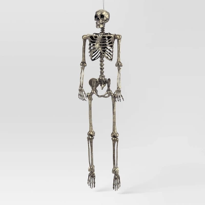 60" Poseable Skeleton Halloween Decorative Prop Shiny Champagne With Weathered Finish - Hyde And EEK! Boutique™ 1 60" Poseable Skeleton Halloween Decorative Prop Shiny Champagne With Weathered Finish - Hyde And EEK! Boutique™
