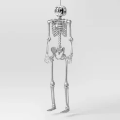 60" Poseable Pumpkin Skeleton Halloween Decorative Prop Silver Disco - Hyde And EEK! Boutique™