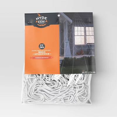 25' Glows Under Blacklight Mega Spiderweb Halloween Decorative Prop White - Hyde And EEK! Boutique™ 2 25' Glows Under Blacklight Mega Spiderweb Halloween Decorative Prop White - Hyde And EEK! Boutique™ - Image 2