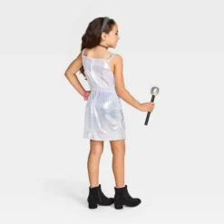 Kids' Pop Star Costume Dress Silver - Hyde And EEK! Boutique™