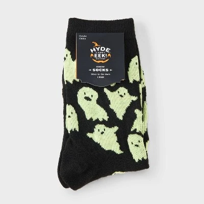 Women's Glow-in-the-Dark Ghosts Halloween Crew Socks - Hyde And EEK! Boutique™ Black 4 - 10 1 Women's Glow-in-the-Dark Ghosts Halloween Crew Socks - Hyde And EEK! Boutique™ Black 4 - 10