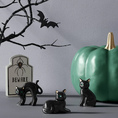 3pc Black Cats Mini Mantle Ceramic Decorative Accent Set - Hyde And EEK! Boutique™ 1 3pc Black Cats Mini Mantle Ceramic Decorative Accent Set - Hyde And EEK! Boutique™