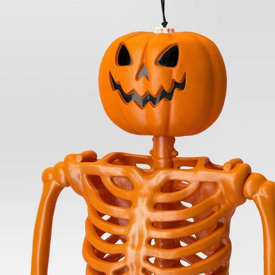 24" Poseable Pumpkin Head Skeleton Halloween Decorative Prop Orange - Hyde And EEK! Boutique™ 2 24" Poseable Pumpkin Head Skeleton Halloween Decorative Prop Orange - Hyde And EEK! Boutique™ - Image 2