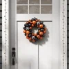 16" Artificial Wreath With Bulb Option Orange/Black - Hyde And EEK! Boutique™
