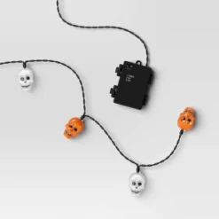 20ct LED Battery Operated Skull Halloween Indoor Outdoor Novelty String Lights Black/White/Orange - Hyde And EEK! Boutique™ -Halloween Supplies Store GUEST 6d064fa4 0acf 40bf ab68 09d9a9fe58f0