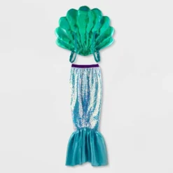 Kids' Adaptive Mermaid Halloween Costume - Hyde And EEK! Boutique™: Sequined Tail, Shiny Wings