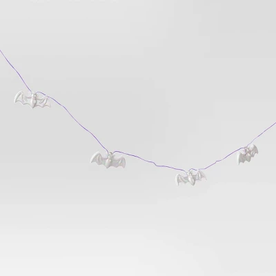 20ct Milky Iridescent Plastic Bat Halloween Indoor Outdoor Novelty Dewdrop String Light With Purple LEDs - Hyde And EEK! Boutique™ 2 20ct Milky Iridescent Plastic Bat Halloween Indoor Outdoor Novelty Dewdrop String Light With Purple LEDs - Hyde And EEK! Boutique™ - Image 2