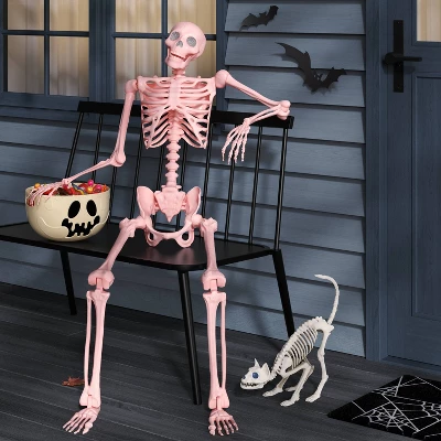60" Poseable Skeleton Halloween Decorative Prop Blush Pink - Hyde And EEK! Boutique™ 1 60" Poseable Skeleton Halloween Decorative Prop Blush Pink - Hyde And EEK! Boutique™