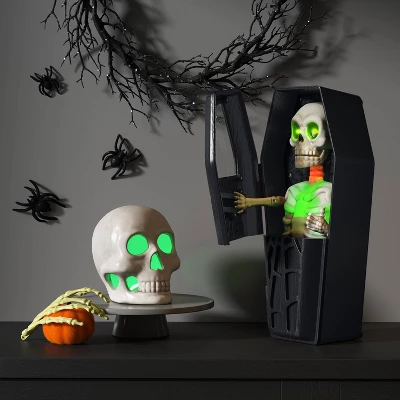 5" Light And Sound Skeleton In Coffin Halloween Decorative Prop Black - Hyde And EEK! Boutique™ 1 5" Light And Sound Skeleton In Coffin Halloween Decorative Prop Black - Hyde And EEK! Boutique™
