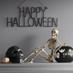 24" Poseable Skeleton Halloween Decorative Prop Shiny Champagne With Weathered Finish - Hyde And EEK! Boutique™