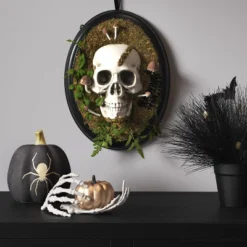 14" Hanging Framed Skull Halloween Decorative Prop - Hyde And EEK! Boutique™