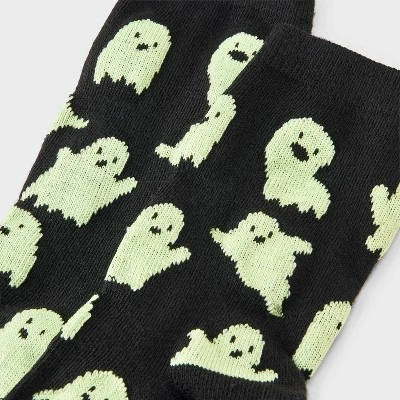 Women's Glow-in-the-Dark Ghosts Halloween Crew Socks - Hyde And EEK! Boutique™ Black 4 - 10 2 Women's Glow-in-the-Dark Ghosts Halloween Crew Socks - Hyde And EEK! Boutique™ Black 4 - 10 - Image 2