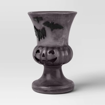 17" Textured Pumpkin Urn Bat Style Halloween Decorative Prop Gray - Hyde And EEK! Boutique™ 2 17" Textured Pumpkin Urn Bat Style Halloween Decorative Prop Gray - Hyde And EEK! Boutique™ - Image 2