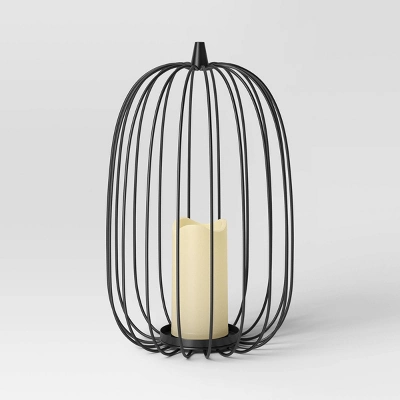 15" Lit Metal Pumpkin Lantern - Hyde And EEK! Boutique™: Black Horror Decor, Sheltered Outdoor Use, AAA Battery Required 2 15" Lit Metal Pumpkin Lantern - Hyde And EEK! Boutique™: Black Horror Decor, Sheltered Outdoor Use, AAA Battery Required - Image 2