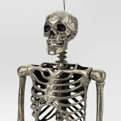 60" Poseable Skeleton Halloween Decorative Prop Shiny Champagne With Weathered Finish - Hyde And EEK! Boutique™ 2 60" Poseable Skeleton Halloween Decorative Prop Shiny Champagne With Weathered Finish - Hyde And EEK! Boutique™ - Image 2