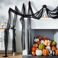 244" Large Flowing Fabric Spider Halloween Decorative Prop Black - Hyde And EEK! Boutique™