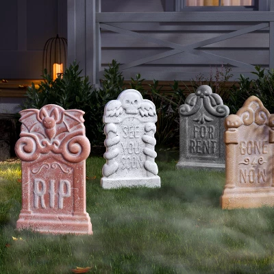 4pk 16.73" Tombstones Halloween Decorative Prop Brick Toned - Hyde And EEK! Boutique™ 1 4pk 16.73" Tombstones Halloween Decorative Prop Brick Toned - Hyde And EEK! Boutique™