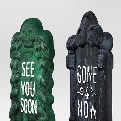 4pk 17" Tombstones Halloween Decorative Prop Marbled Colors - Hyde And EEK! Boutique™ 2 4pk 17" Tombstones Halloween Decorative Prop Marbled Colors - Hyde And EEK! Boutique™ - Image 2