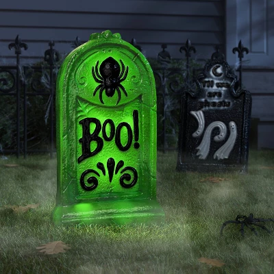 21" 'Boo!' Plastic Glow Tombstones Halloween Decorative Prop Neon Green - Hyde And EEK! Boutique™ 1 21" 'Boo!' Plastic Glow Tombstones Halloween Decorative Prop Neon Green - Hyde And EEK! Boutique™