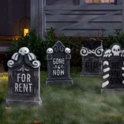 4pk 17" Tombstones Halloween Decorative Prop Brick Toned/Black - Hyde And EEK! Boutique™