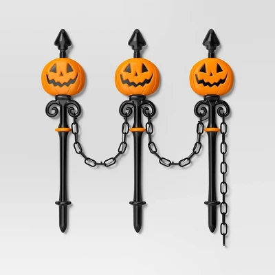 49" Jacks Lit Fence Stakes Halloween Decorative Prop - Hyde And EEK! Boutique™ 2 49" Jacks Lit Fence Stakes Halloween Decorative Prop - Hyde And EEK! Boutique™ - Image 2