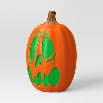 16" Lit Pumpkin Scared Jack Halloween Decorative Prop With Timer - Hyde And EEK! Boutique™ 2 16" Lit Pumpkin Scared Jack Halloween Decorative Prop With Timer - Hyde And EEK! Boutique™ - Image 2