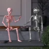 36" Poseable Pumpkin Skeleton With Silver Disco Jack Head Halloween Decorative Prop Silver - Hyde And EEK! Boutique™