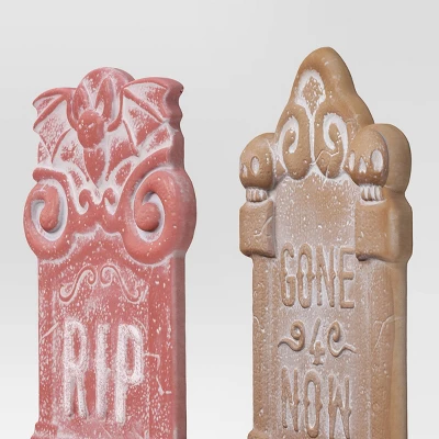 4pk 16.73" Tombstones Halloween Decorative Prop Brick Toned - Hyde And EEK! Boutique™ 2 4pk 16.73" Tombstones Halloween Decorative Prop Brick Toned - Hyde And EEK! Boutique™ - Image 2