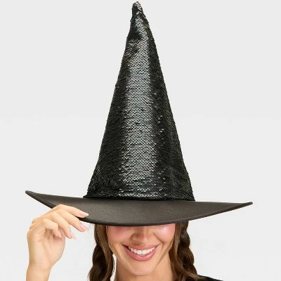 Adult Iridescent Sequin Witch Hat Costume Headwear - Hyde And EEK! Boutique™ Green 2 Adult Iridescent Sequin Witch Hat Costume Headwear - Hyde And EEK! Boutique™ Green - Image 2