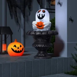 12" Rising Porch Pot Ghost Halloween Decorative Prop Black - Hyde And EEK! Boutique™