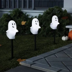 5ct LED Plastic Ghost Halloween Novelty Pathway Lights With Cool White LEDs - Hyde And EEK! Boutique™: Outdoor Ghost Decor