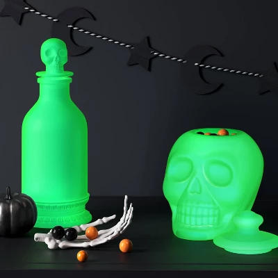 Plastic Blacklight Glow Skull Lid Bottle Figurine - Hyde And EEK! Boutique™ Neon Green 1 Plastic Blacklight Glow Skull Lid Bottle Figurine - Hyde And EEK! Boutique™ Neon Green