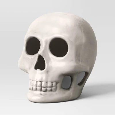 Lit Plastic Skull Figurine - Hyde And EEK! Boutique™ Gray 2 Lit Plastic Skull Figurine - Hyde And EEK! Boutique™ Gray - Image 2