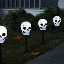 5ct Plastic Skeleton Halloween Novelty Pathway Lights With Cool White LEDs - Hyde And EEK! Boutique™: Outdoor Skeleton Decor, Battery Operated